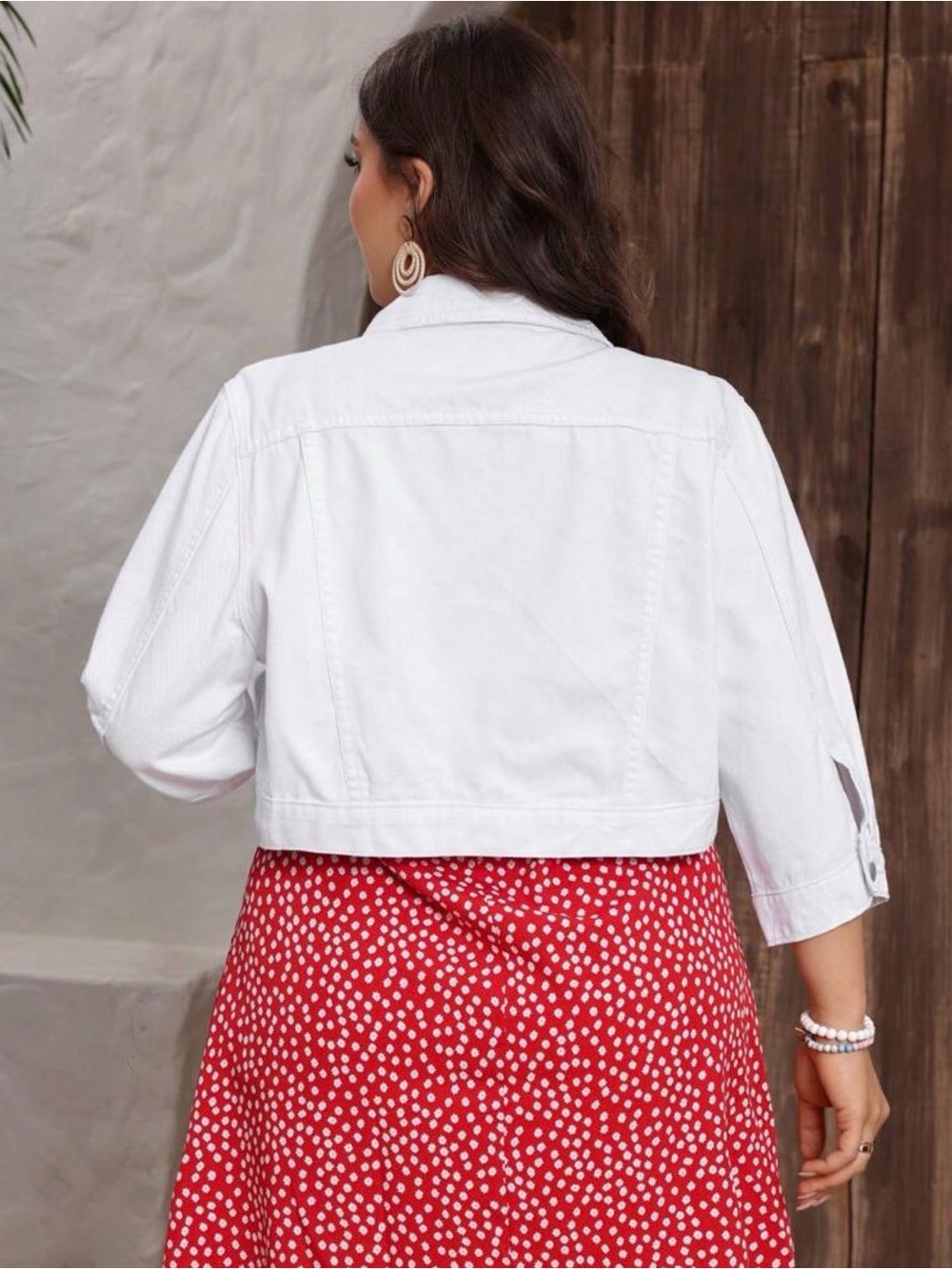 SHEIN White Cropped Denim Jacket - Picture 2 of 9